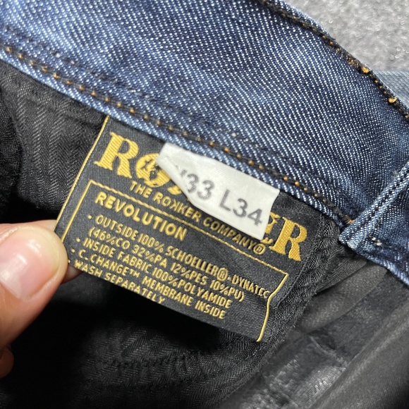Vintage Y2K Rokker 30x29 Blue Schoeller Dynatec Motorcycle Denim Jeans 0657 - Picture 4 of 13